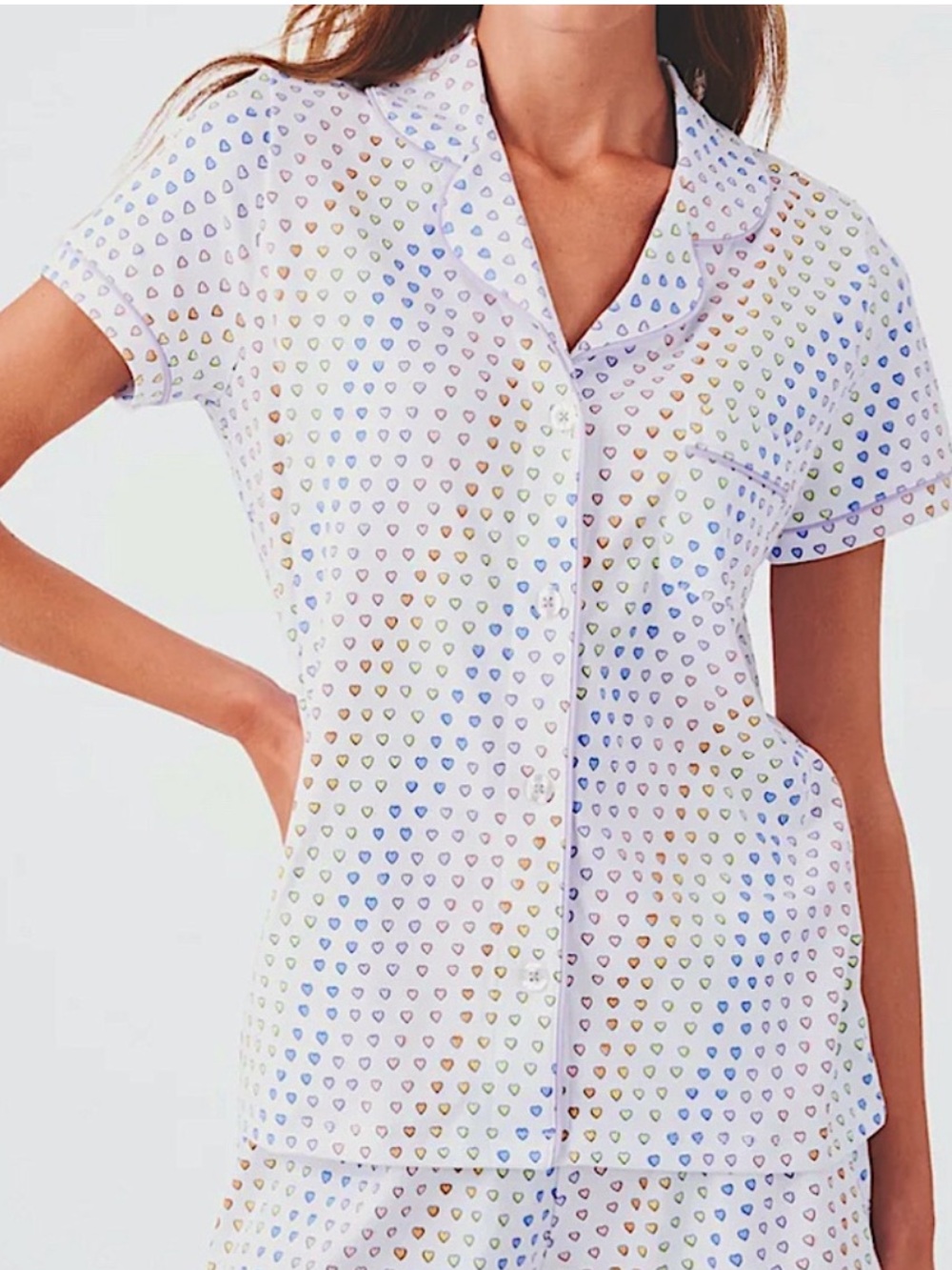 Roller Rabbit Disco Heart Print Pajama Top ONLY XS